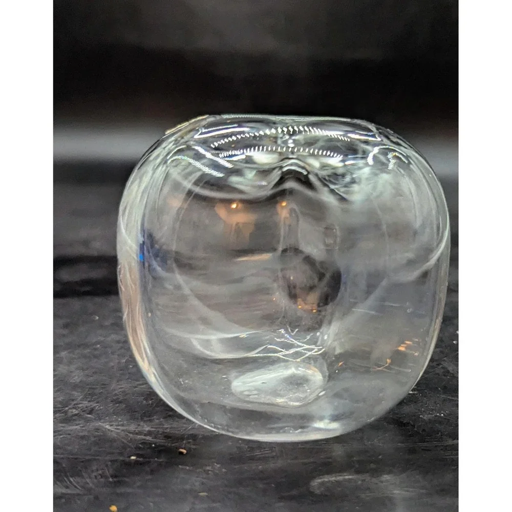Orrefors Sweden Art Glass Corona Bowl Lars Hellsten Modernist Etched Goose 5.5
